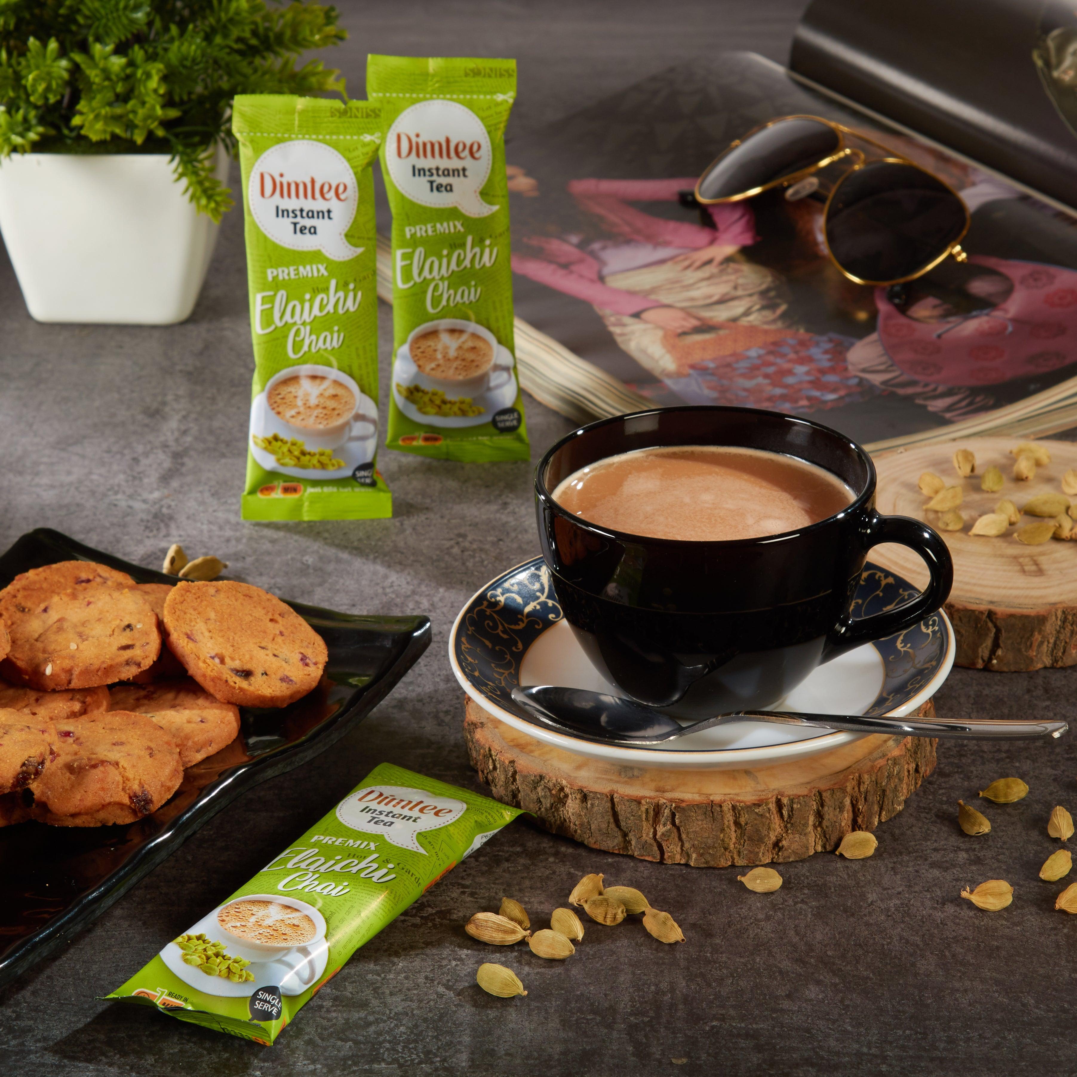 Chaizup Dimtee 1 Min Instant Elachi Premix Tea - 30 Sachets | Elachi Flavours | 30 Servings | 375g